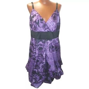 Vtg Y2k Torrid Mini Dress Woman Plus 18W Fairy Whimisgoth Bubble Hem Purple